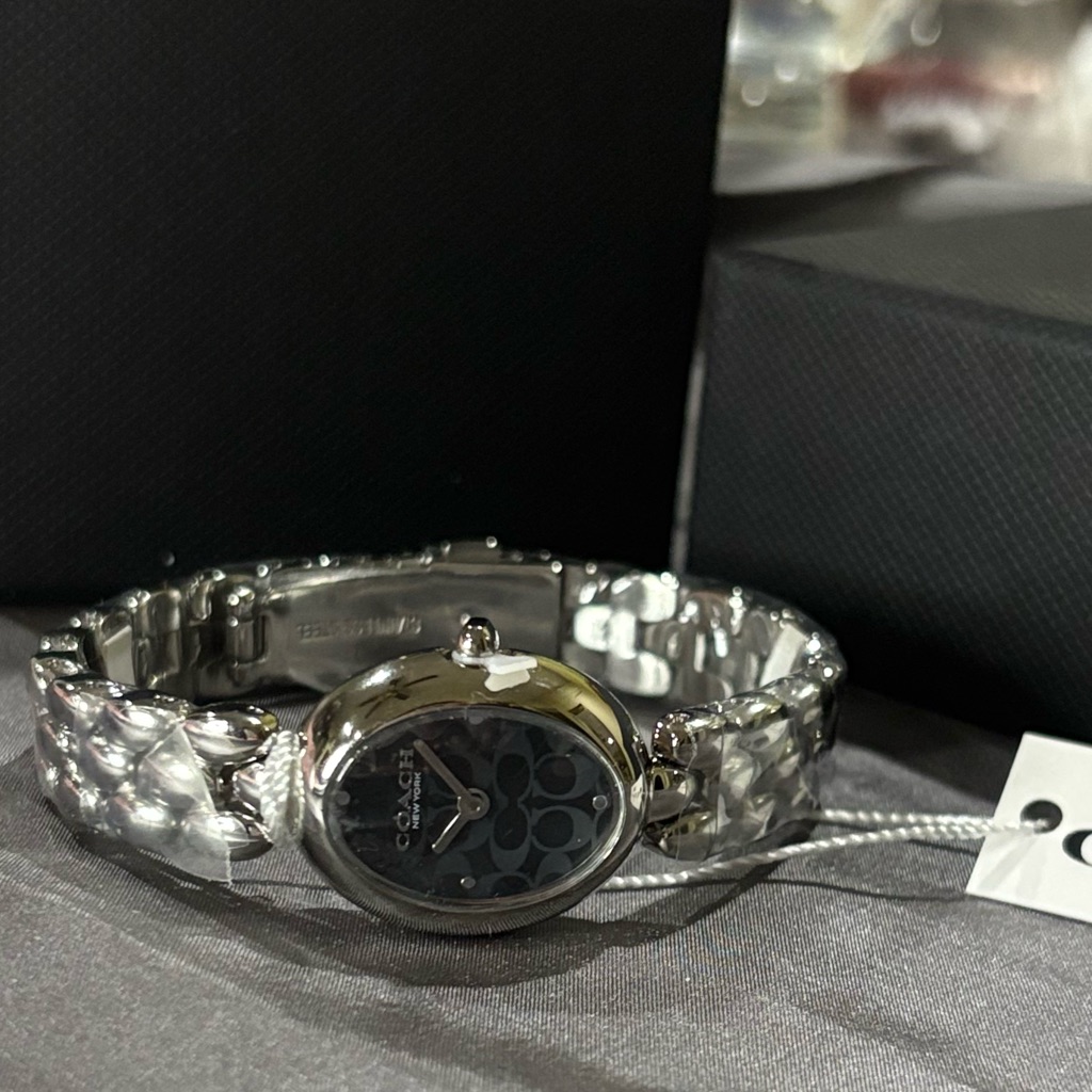 Coach Silver Bracelet Watch With Black Face